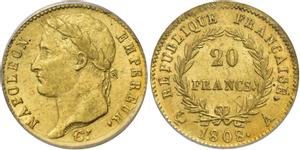 Франция 20 франков 1808 A на аукционе Numismatica Ars Classica - December 15, 2022