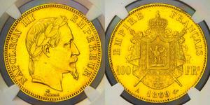 Франция 100 франков 1869 A на аукционе Auction World - January 29, 2023