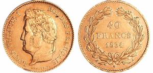 Франция 40 франков 1834 A на аукционе Monnaies d'Antan - May 28, 2023