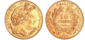 Франция 10 франков 1895 A на аукционе Monnaies d'Antan - May 28, 2023