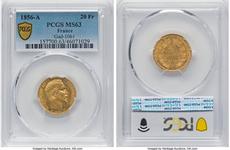 Франция 20 франков 1856 A на аукционе Heritage - April 6, 2023