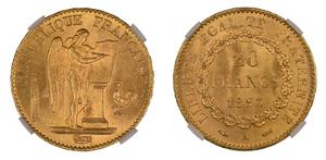 Франция 20 франков 1893 A на аукционе Numisor - April 25, 2023