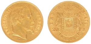 Франция 20 франков 1868 BB на аукционе Heritage Eur - May 22, 2023