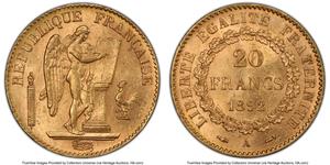 Франция 20 франков 1892 A на аукционе Heritage - June 11, 2023