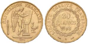 Франция 20 франков 1893 A на аукционе Inasta - June 28, 2023
