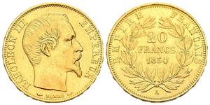 Франция 20 франков 1854 A на аукционе ibercoin - July 20, 2023