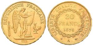 Франция 20 франков 1876 A на аукционе ibercoin - July 20, 2023