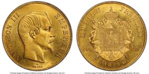 Франция 100 франков 1859 A на аукционе Heritage - August 19, 2023