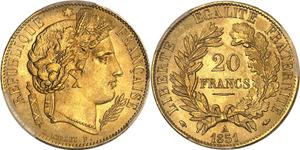 Франция 20 франков 1851 A на аукционе MDC Monaco - October 11, 2023