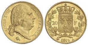 Франция 20 франков 1819 A на аукционе Soler y Llach - October 27, 2023
