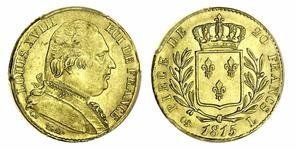 Франция 20 франков 1815 L на аукционе Spink - June 6, 2021