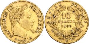 Франция 10 франков 1868 A на аукционе Aureo & Calicó - July 6, 2022