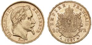 Франция 20 франков 1867 A на аукционе Bruun Rasmussen - October 29, 2022