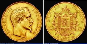Франция 50 франков 1857 A на аукционе London Coins - June 3, 2023