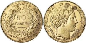 Франция 10 франков 1895 A на аукционе VL Nummus - February 9, 2020