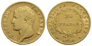 Франция 20 франков AN 14 (1805-1806) A на аукционе Bertolami - May 3, 2020