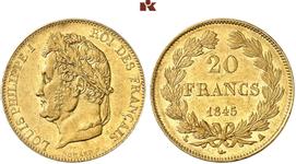 Франция 20 франков 1845 A на аукционе Künker - October 1, 2020