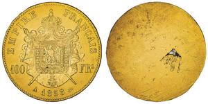 Франция 100 франков 1858 A на аукционе MDC Monaco - December 4, 2021