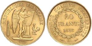 Франция 20 франков 1886 A на аукционе WAG - June 12, 2022