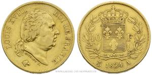Франция 40 франков 1824 A на аукционе LA GALERIE DES MONNAIES ANTIQUITÉS NUMISMATIQUE TURQUAT - July 2, 2022