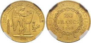 Франция 20 франков 1849 A на аукционе Via - September 30, 2022