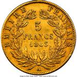 Франция 5 франков 1863 A на аукционе Heritage - April 30, 2020