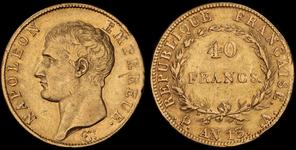 Франция 40 франков AN 13 (1804-1805) A на аукционе Status International - June 9, 2023